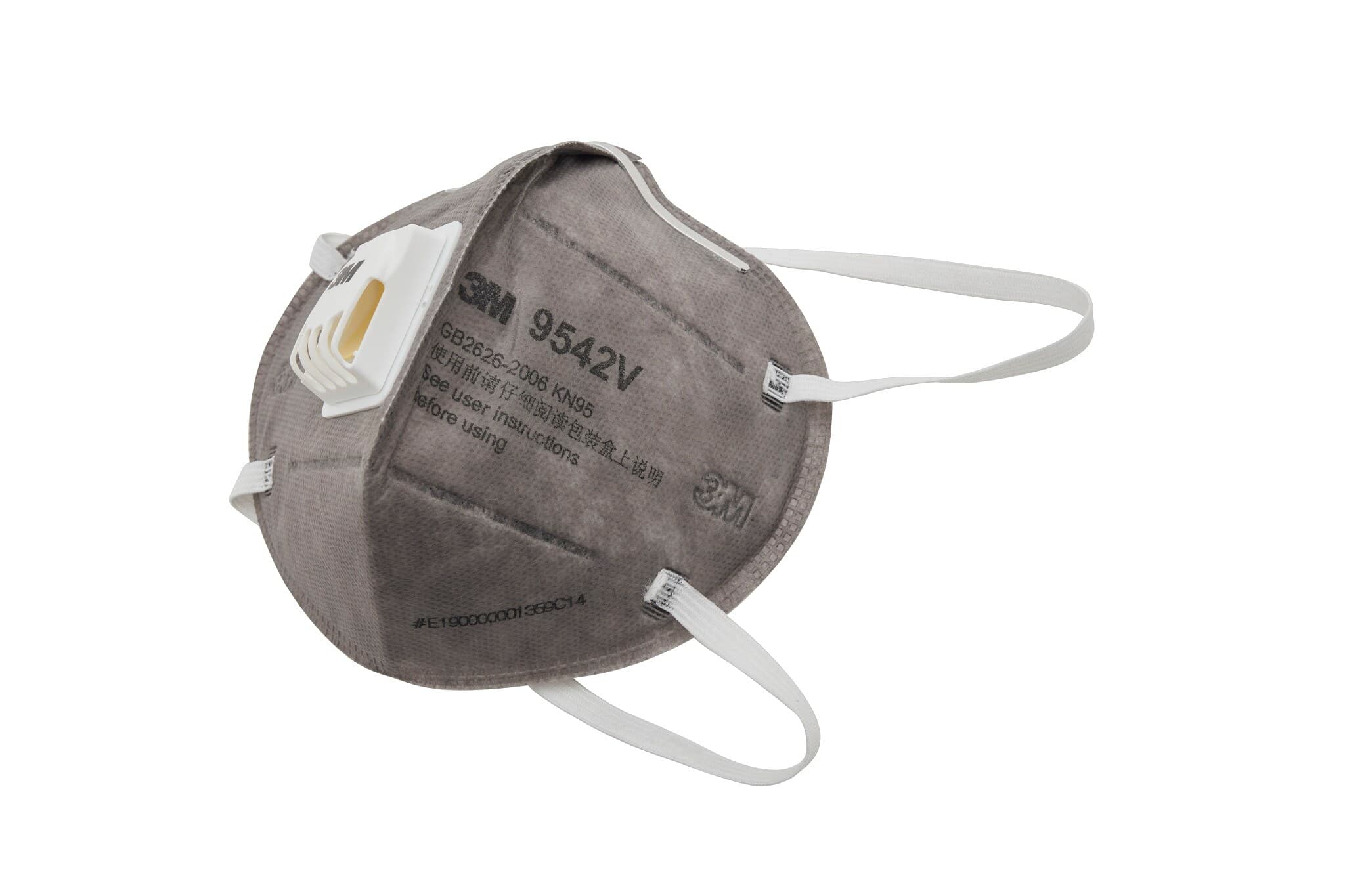 3M™ Flat Fold Particulate Respirator 9542V, P2, Valved, with Nuisance Level* Organic Vapour Relief, 20/Box_3