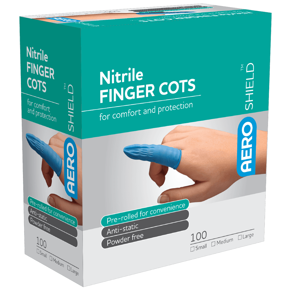 Aero Healthcare AEROSHIELD Medium Nitrile Finger Cots Box/100