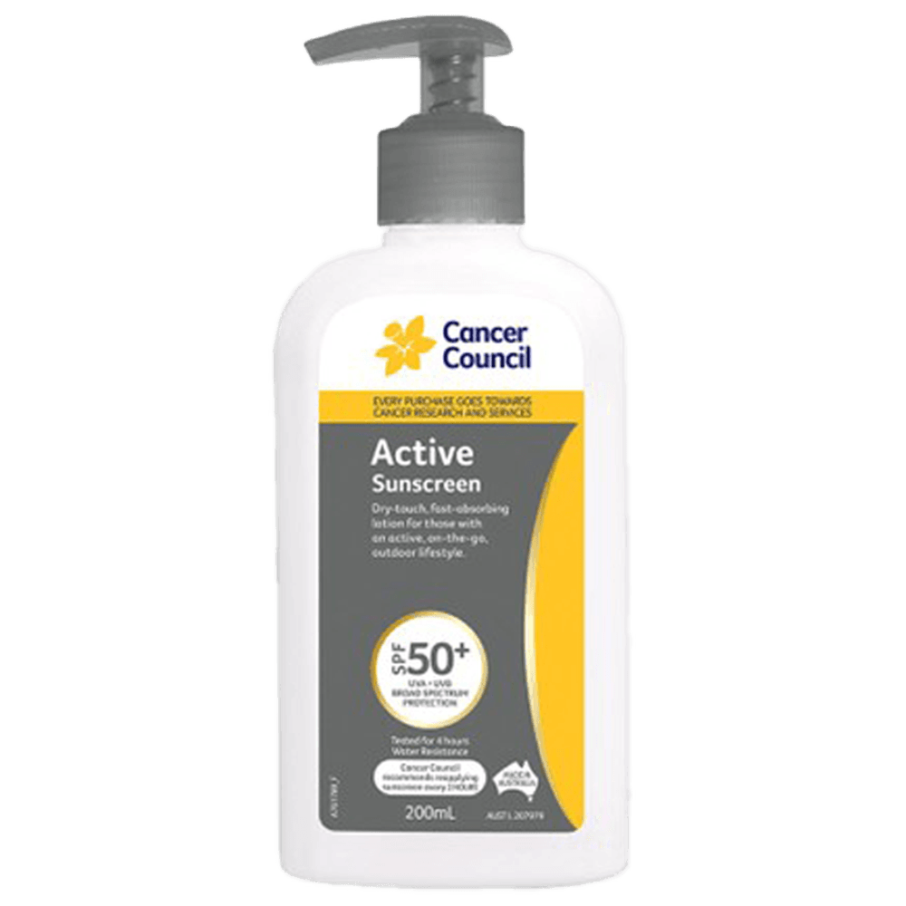 Aero Healthcare CANCER COUNCIL SPF50+ Active Sunscreen Pump 200mL