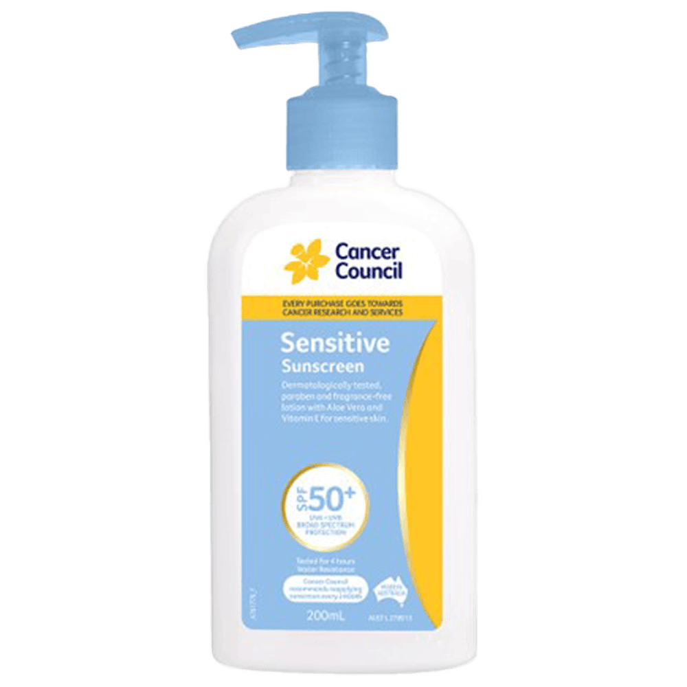 Aero Healthcare CANCER COUNCIL SPF50+ Sensitive Sunscreen Pump 200mL