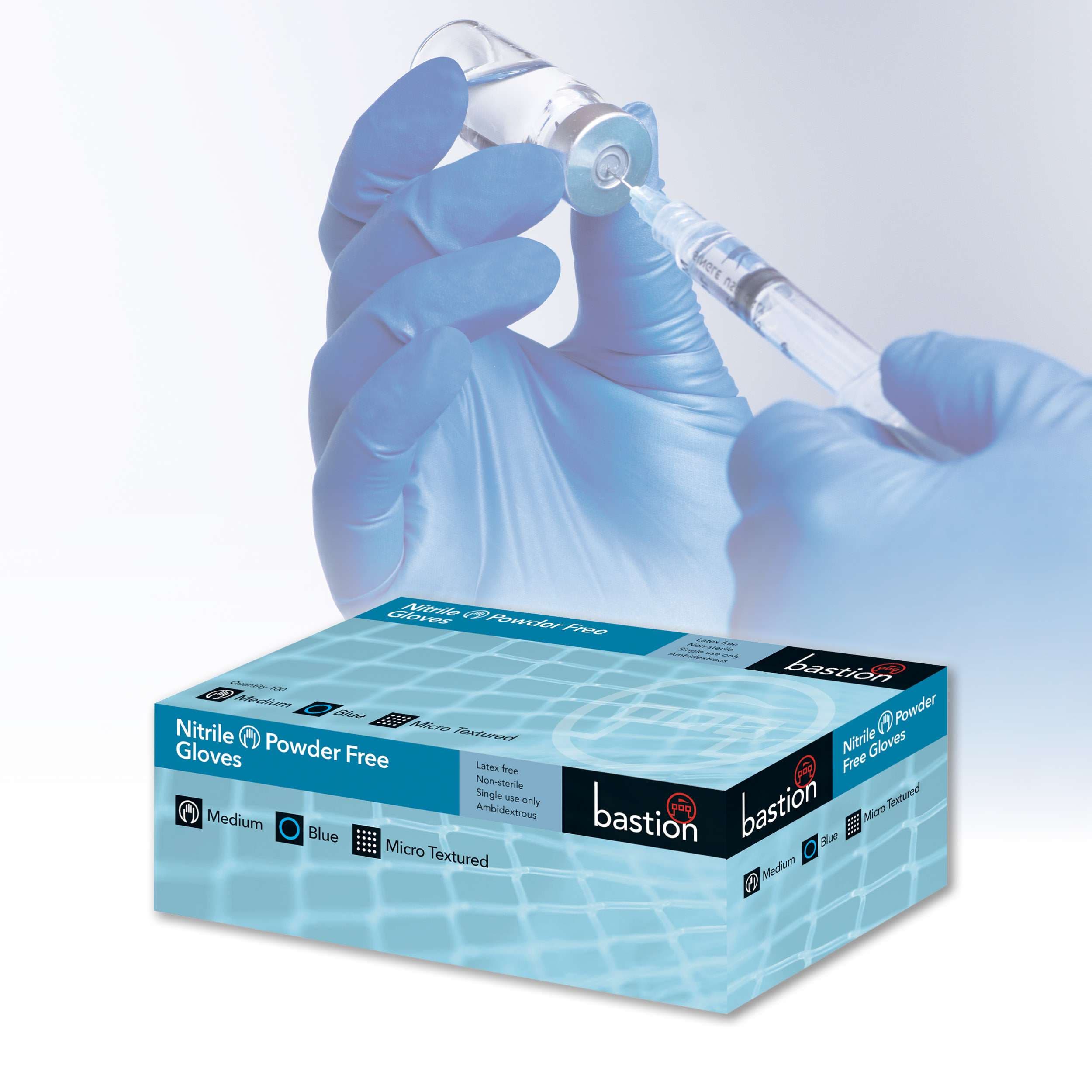 Bastion Nitrile  Gloves  -  Powder  Free  -  Micro Textured