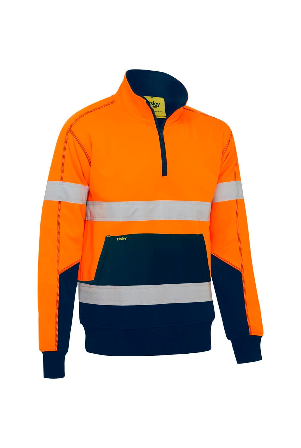 Bisley Taped Hi Vis 1/4 Zip Fleece Pullover with Sherpa Lining_2