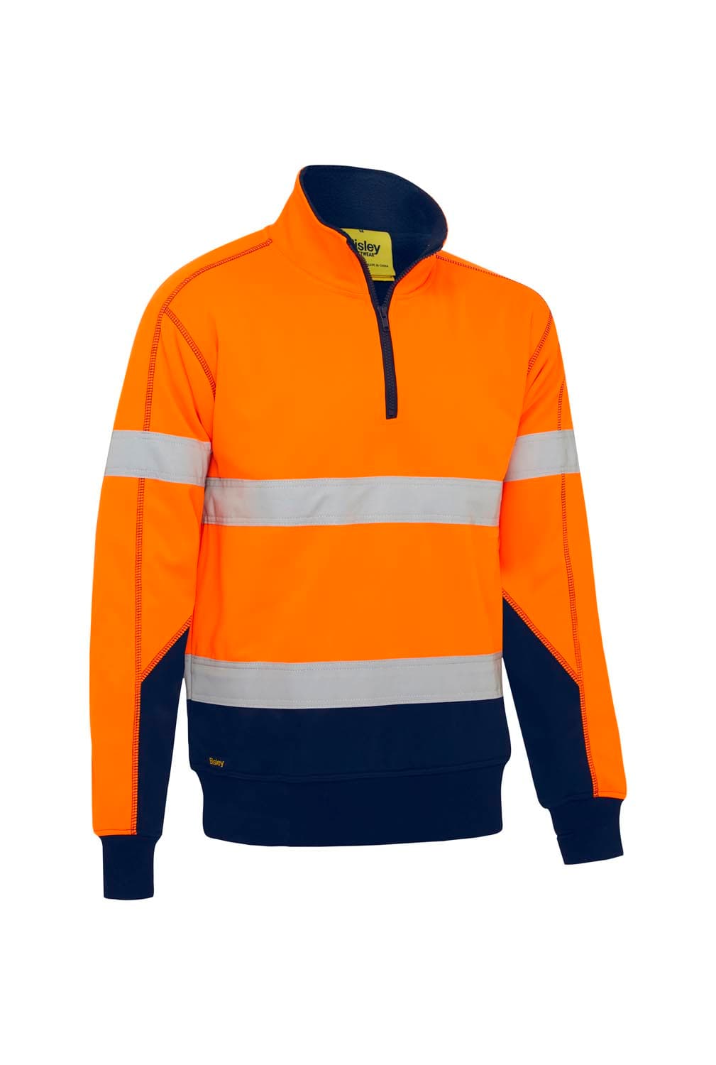 Bisley Taped Hi Vis 1/4 Zip Fleece Pullover with Sherpa Lining_9