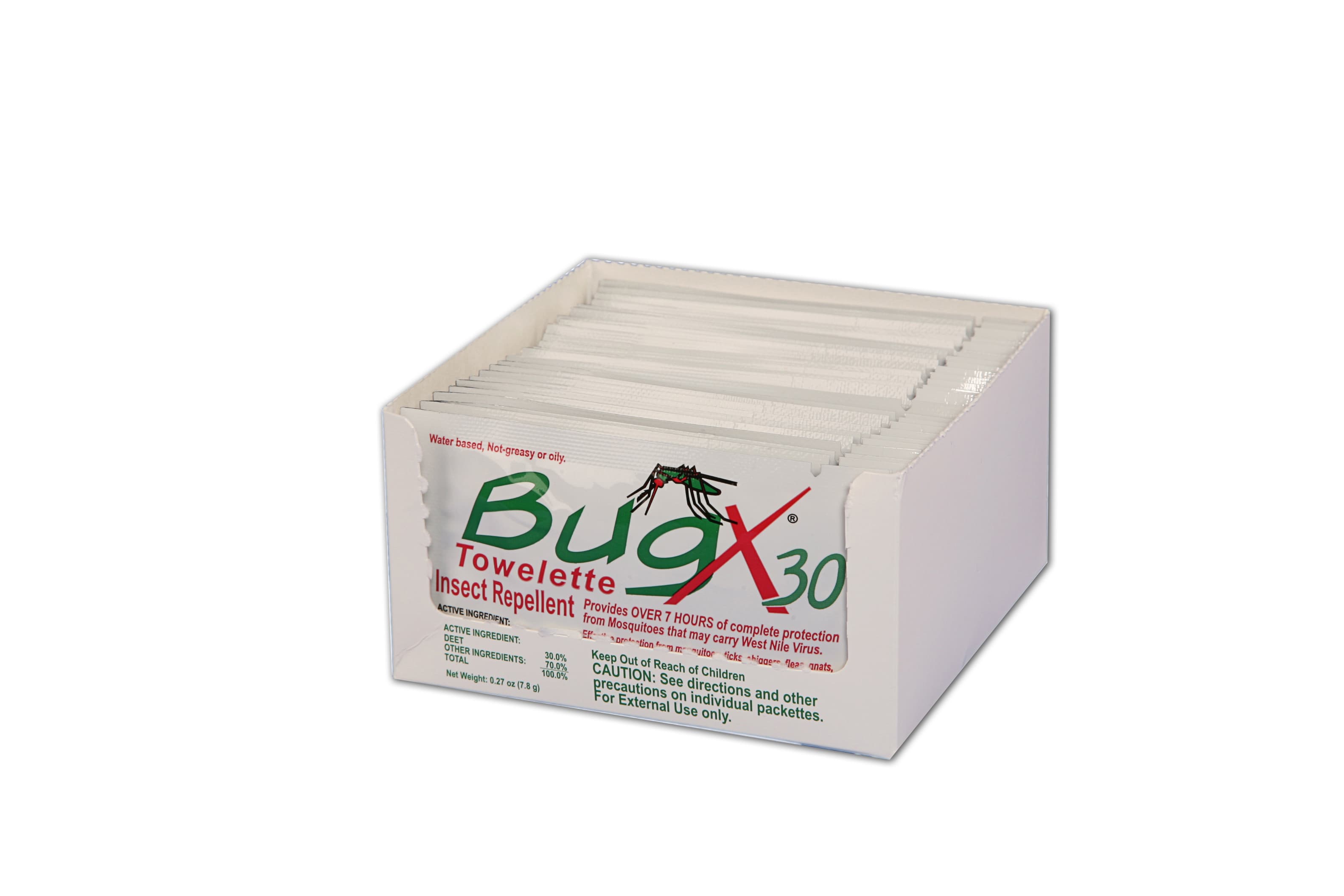 First Aid Only BugX30 Insect Repellent Wipes DEET, 25/box