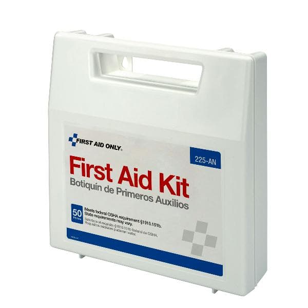 50 Person First Aid Kit, Plastic Case with Dividers