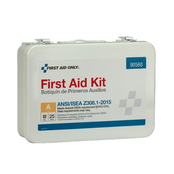 25 Person First Aid Kit, ANSI 2015 Class A, Metal Case, Custom Logo