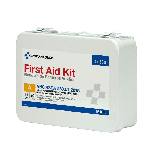 16 Unit First Aid Kit, ANSI 2015 Class A, Metal Case