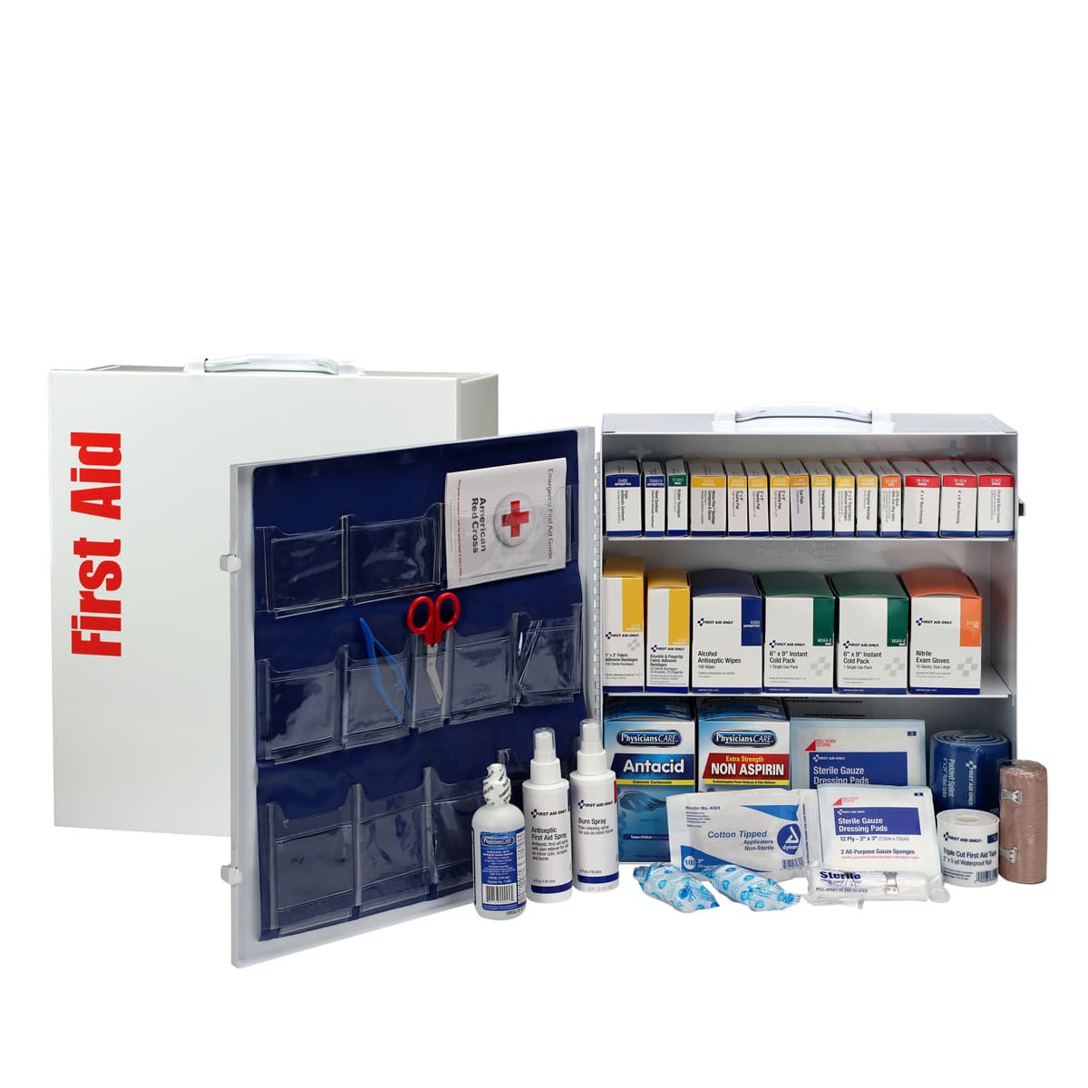 First Aid Only 3 Shelf First Aid ANSI 2015 Class B+ Metal Cabinet, with Meds