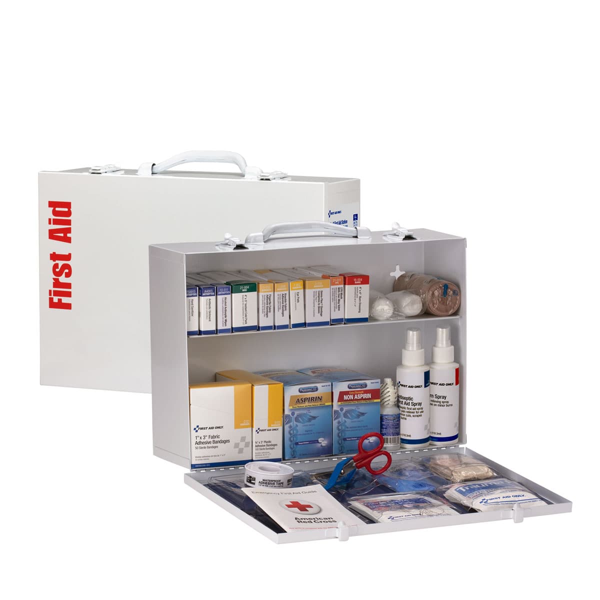 First Aid Only 75 Person ANSI 2021 Class A, 2 Shelf First Aid Cabinet