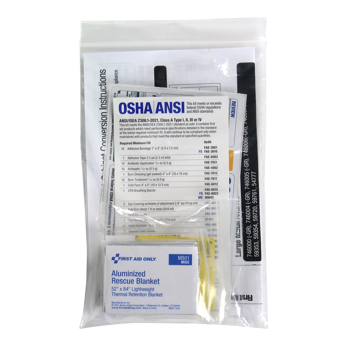 First Aid Only SC ANSI 2021 Class A Conversion Kit 