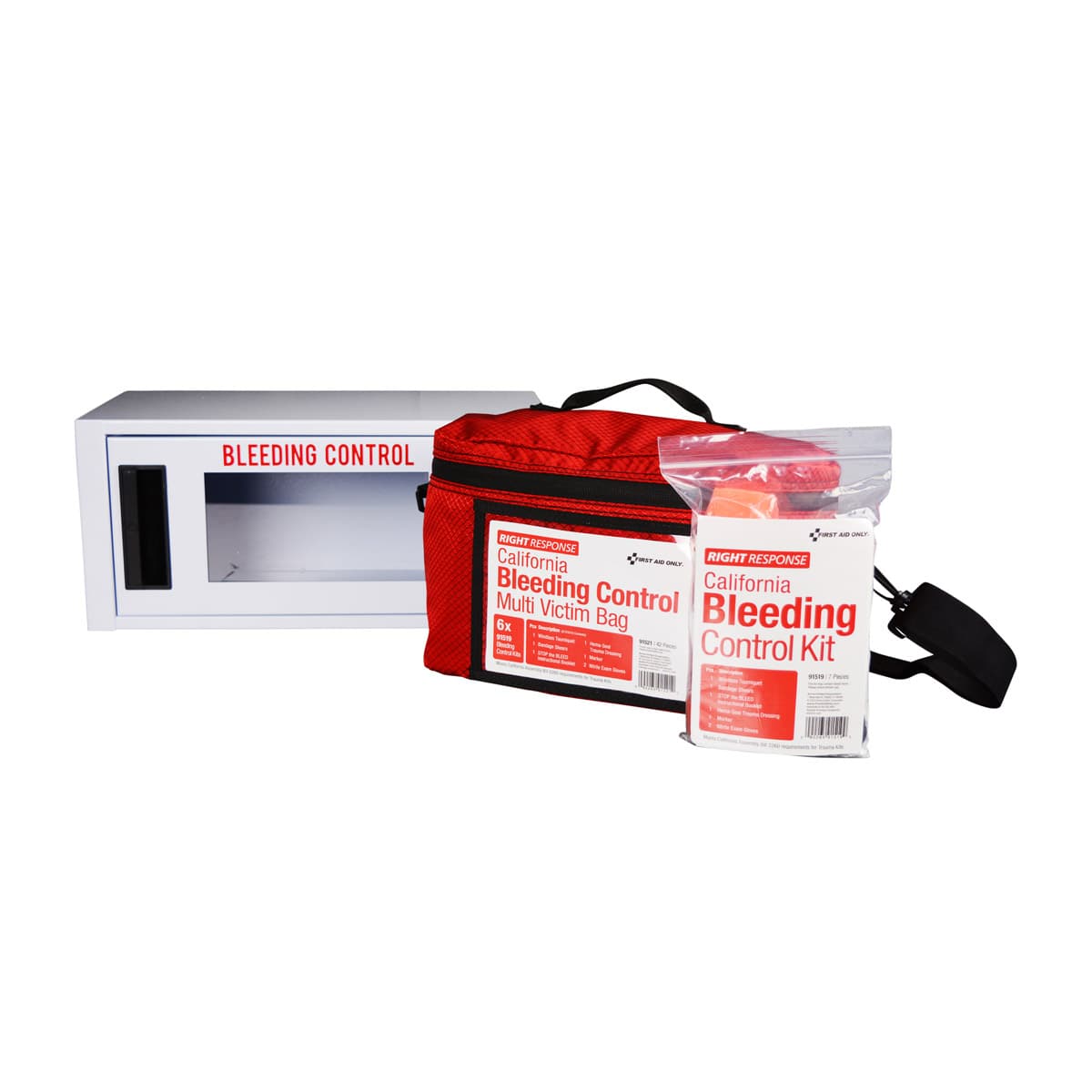 Bleed Control Kits, Plastic Bag, Tote and Cabinet with Alarm, California Regulation