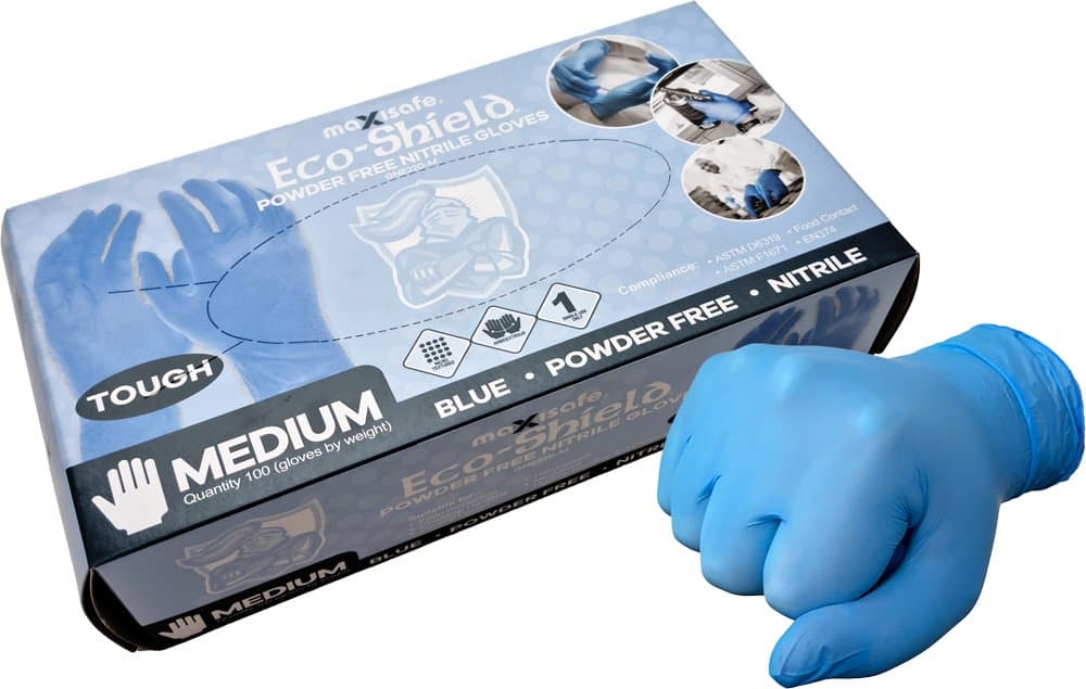 Maxisafe Eco-Shield Blue Nitrile Unpowdered, Box 100