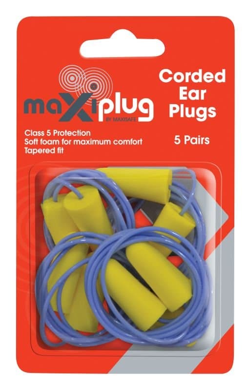 Maxisafe Maxiplug Corded Ear Plugs - Blister Pack Of 5 Pairs