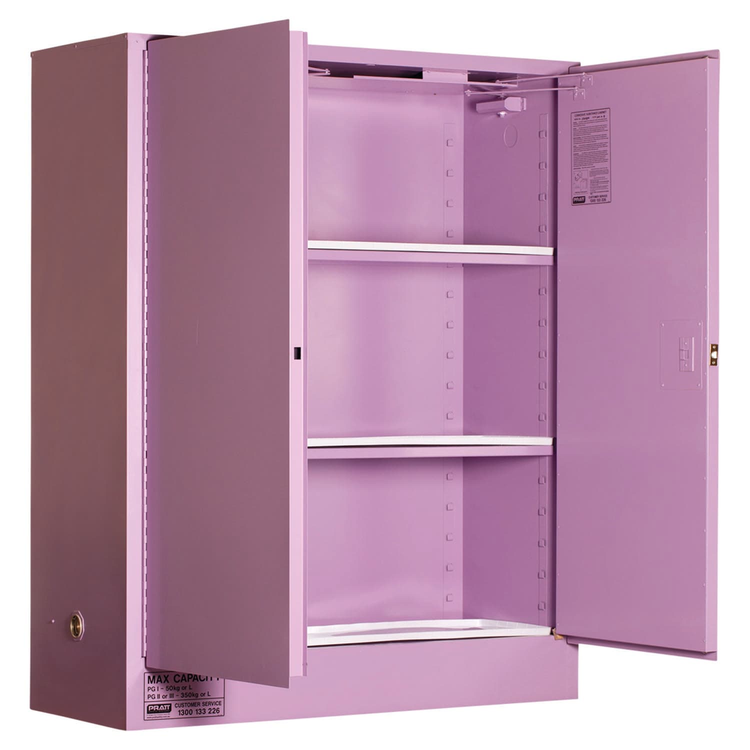 Pratt Corrosive Substance Storage Cabinet: Metal - 350L - 2 Doors - 3 Shelves_1