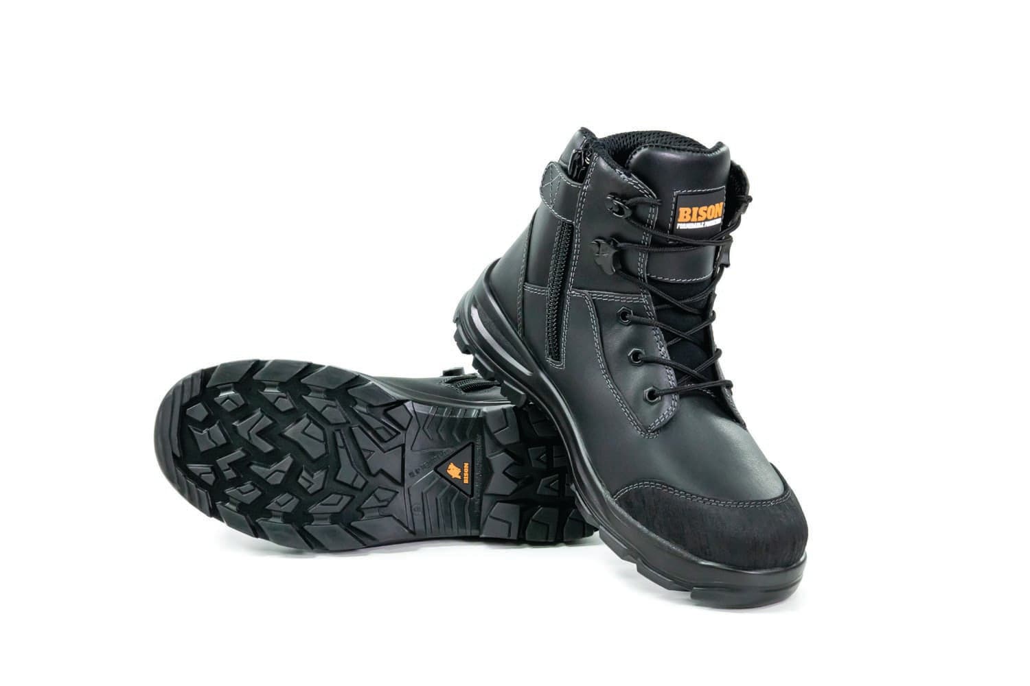 Bison Tor Lace Up Safety Boot With Zip Black