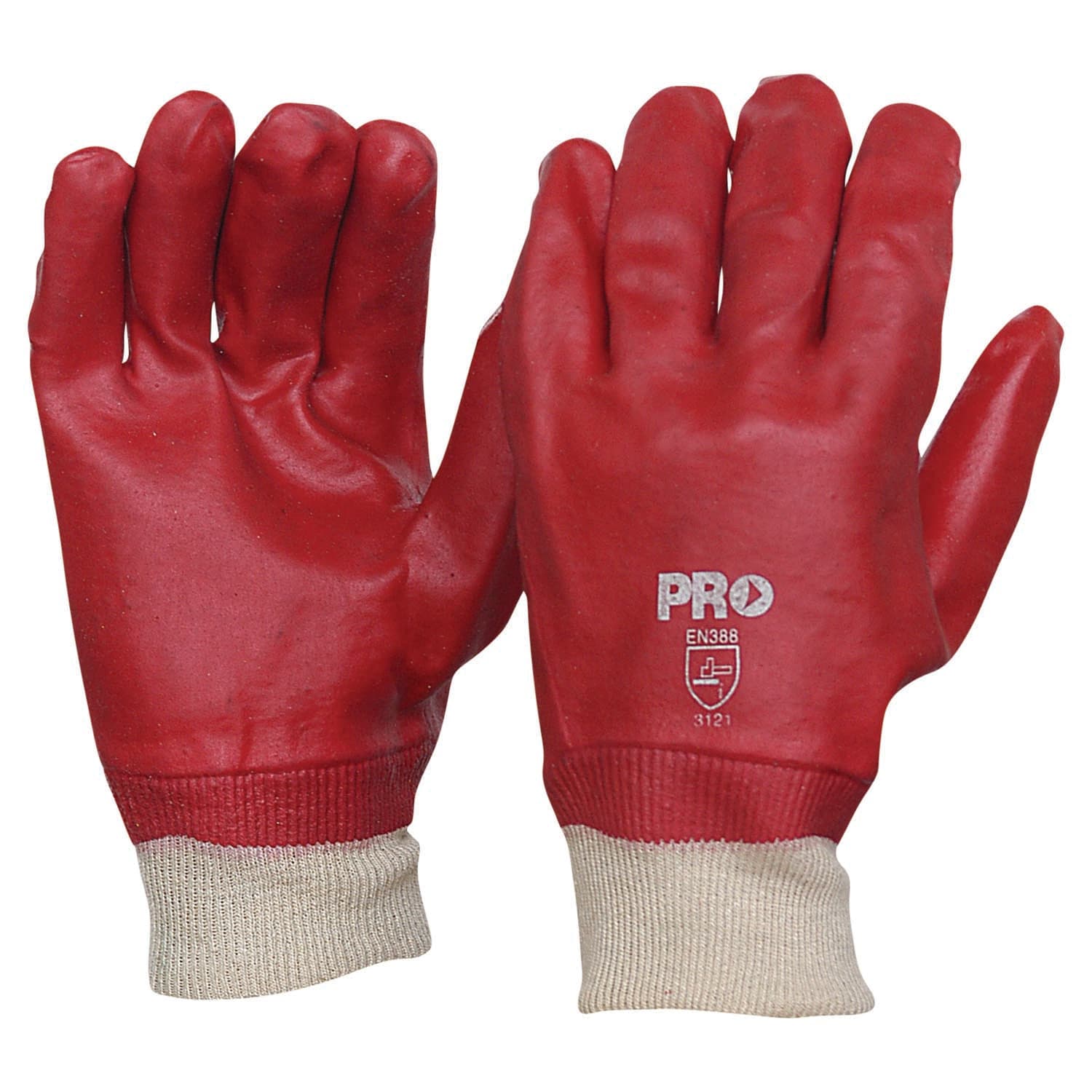 Pro Choice 27Cm Red Pvc / Knit Wrist Gloves Large