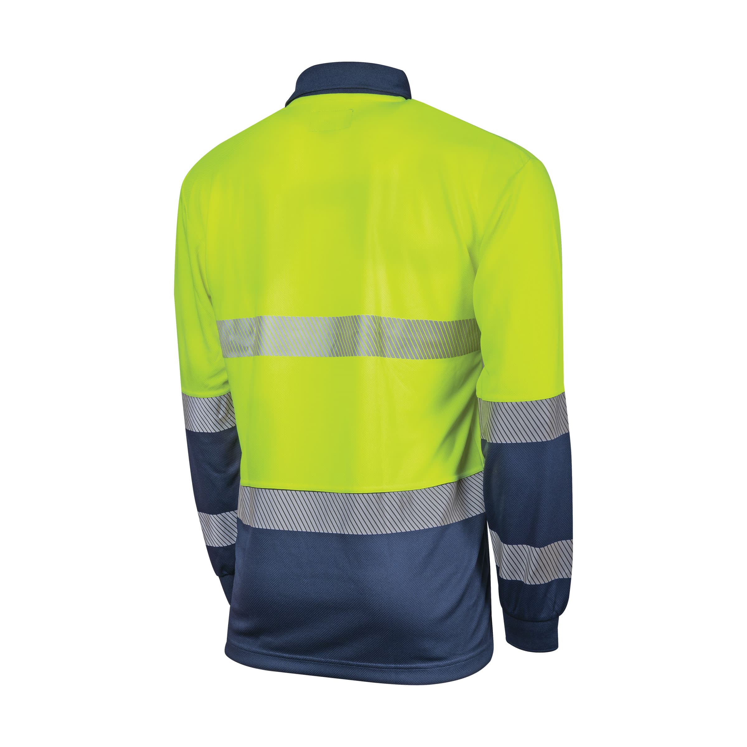 TRu Workwear Polo 175gsm Recycled Polyester Anti- Microbial Micromesh L/S Two Tone With Segmented Reflective Tape_3