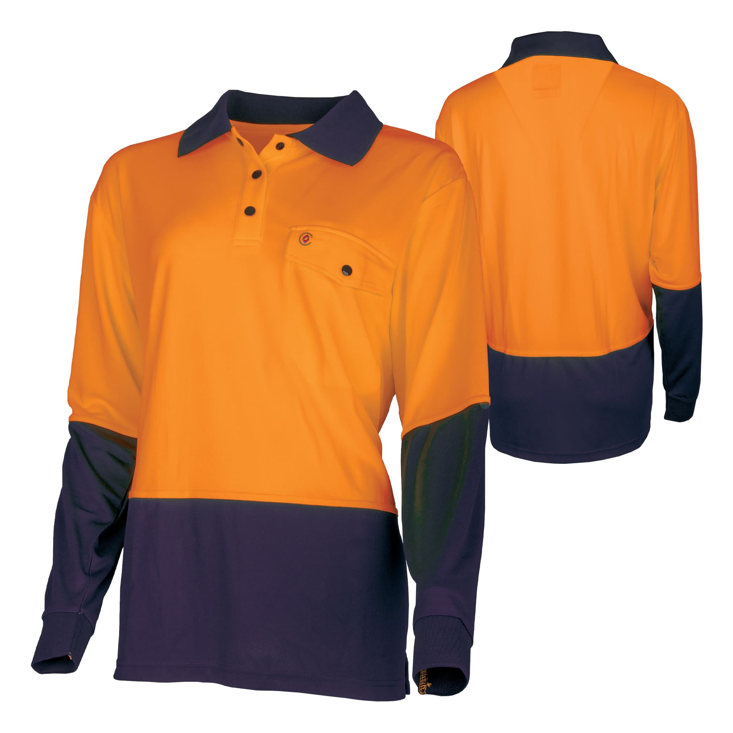 TRu Workwear Polo Women'S 175gsm Recycled Polyester Anti- Microbial Micromesh L/S Two Tone_8