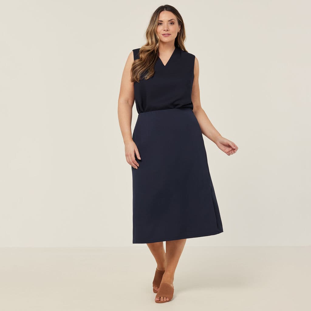 NNT Crepe Stretch Midi A-Line Skirt CAT2RV (Navy)_6