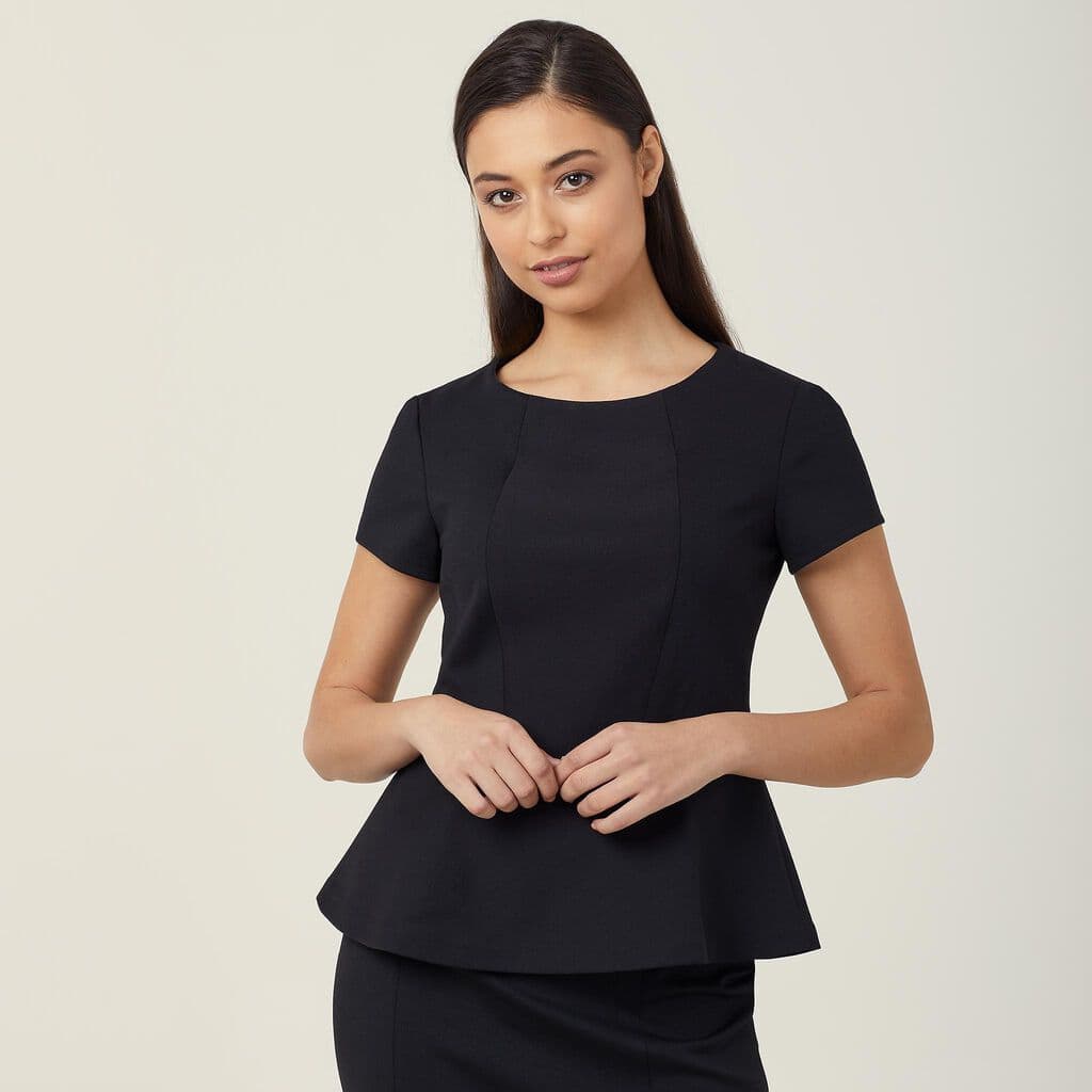 NNT Cap Sleeve Peplum Top CAT9S1 (Black)