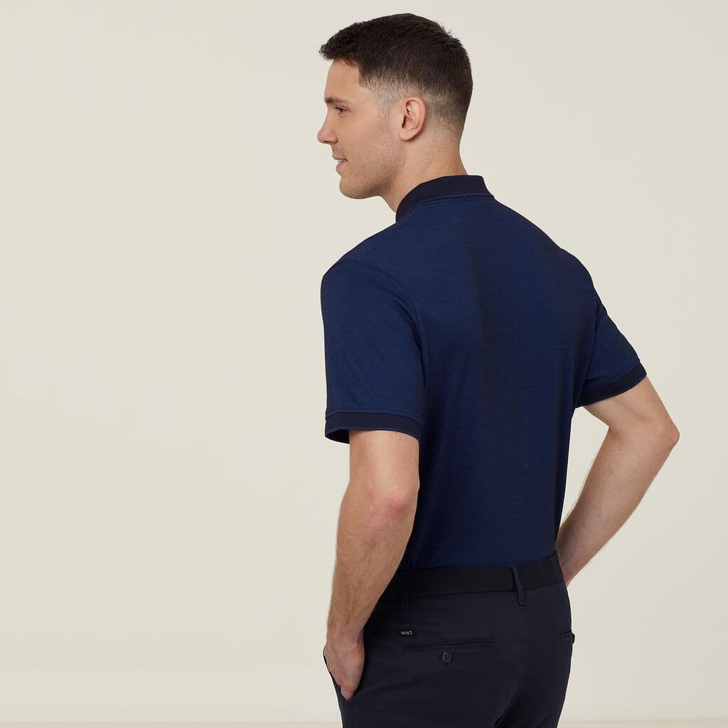 NNT Textured Short Sleeve Polo CATJA4 (Blue/Navy)_2