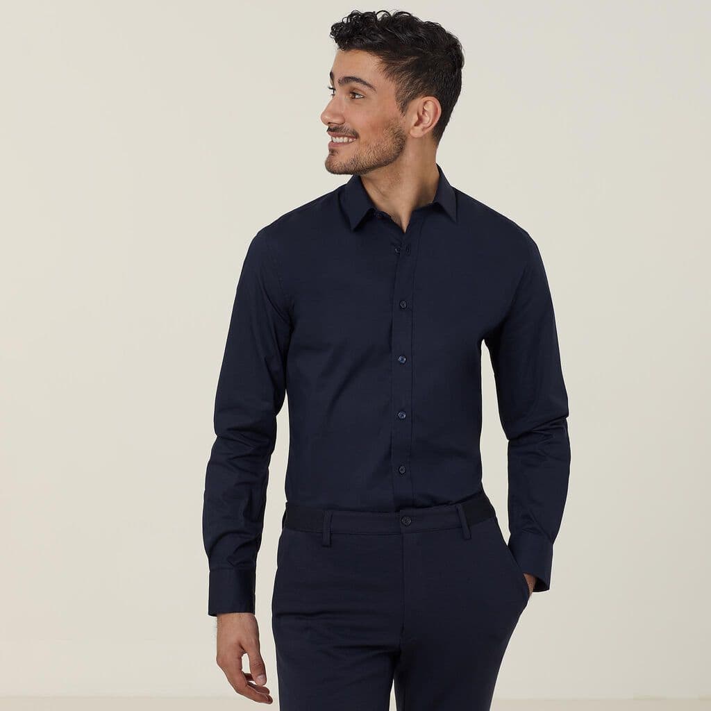 NNT Mens Avignon Long Sleeve Slim Shirt CATJDG (Navy)