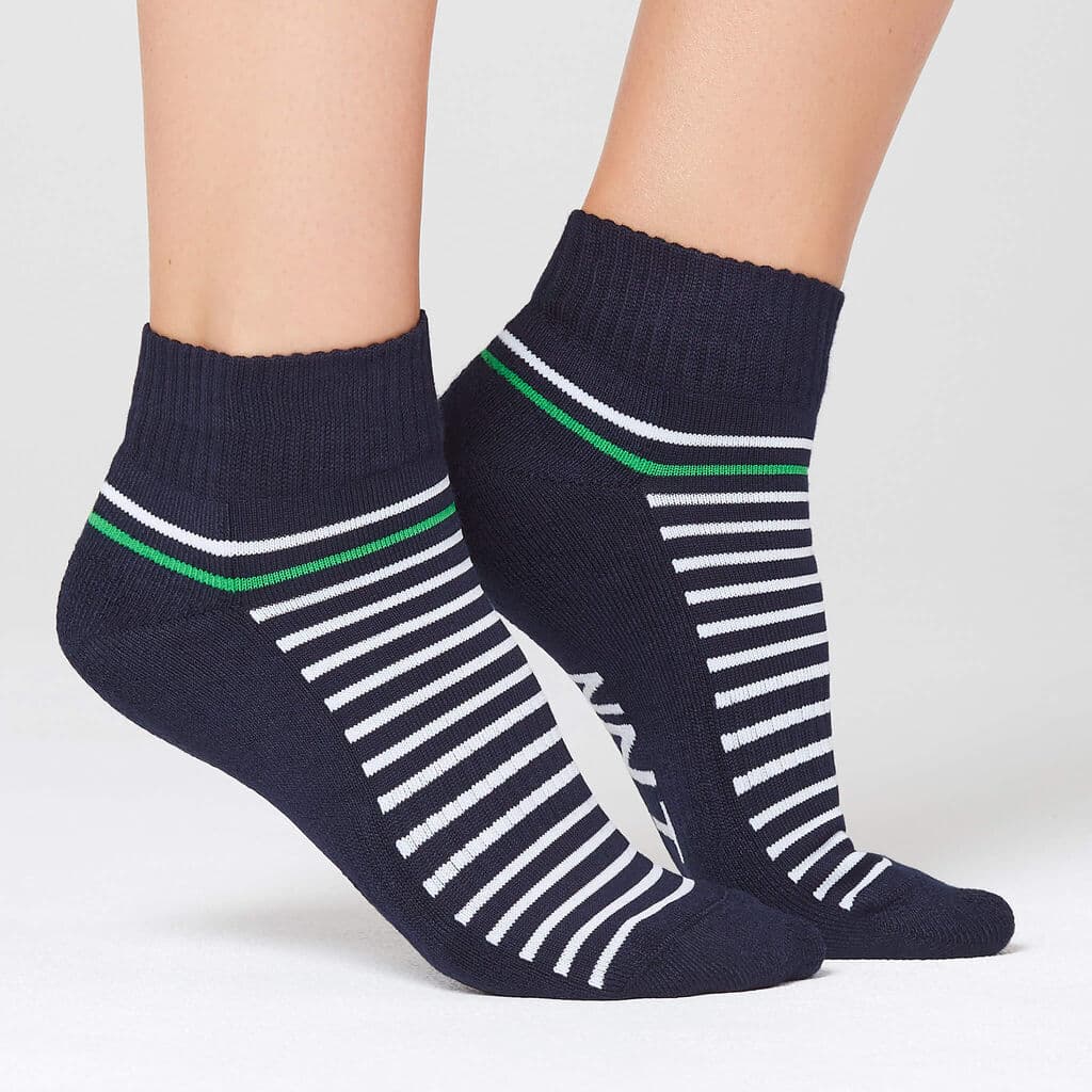 NNT Bamboo Sports Sock Ankle Length Stripe CATKDP (Midnight White)