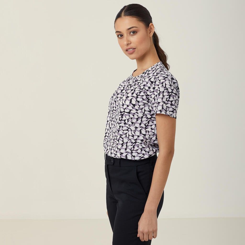 NNT Petal Print Short Sleeve Top CATUFA (Grey)_1