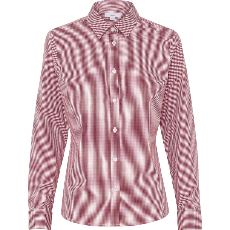 NNT Womens Avignon Gingham Check Long Sleeve Slim Fit Shirt CATUKS (Check Red White)_4