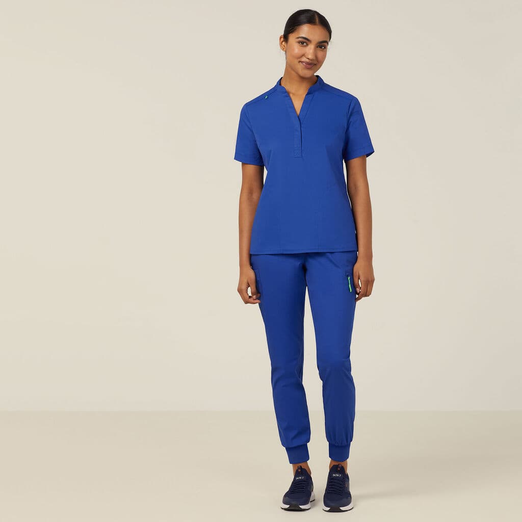 NNT Next-Gen Antibacterial Active Blackburn Mandarin Collar Scrub Top CATUMM (Cobalt)_3