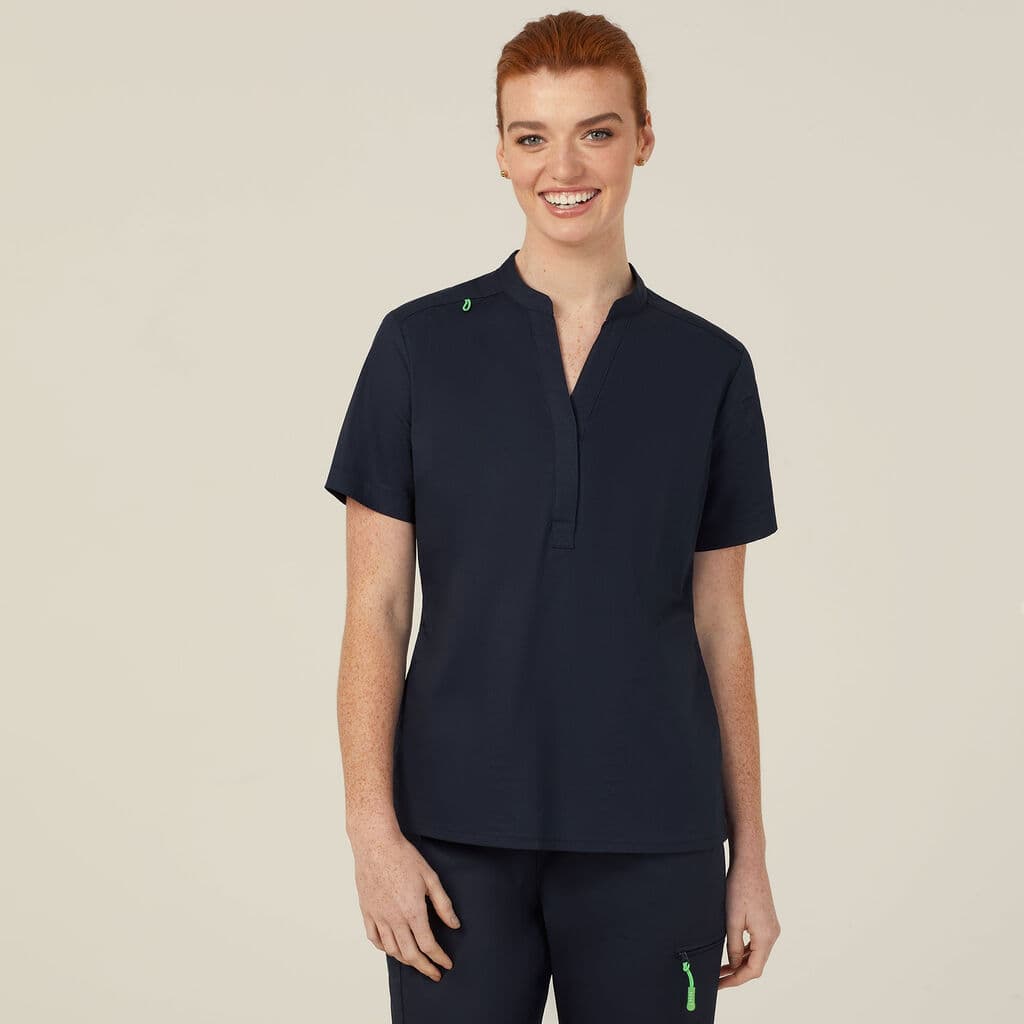 NNT Next-Gen Antibacterial Active Blackburn Mandarin Collar Scrub Top CATUMM (Midnight)