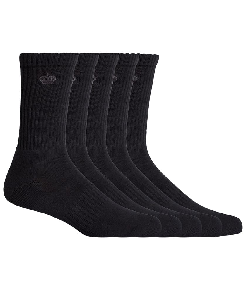 KingGee Mens Crew Cotton Work Sock - 5 Pack (Black)