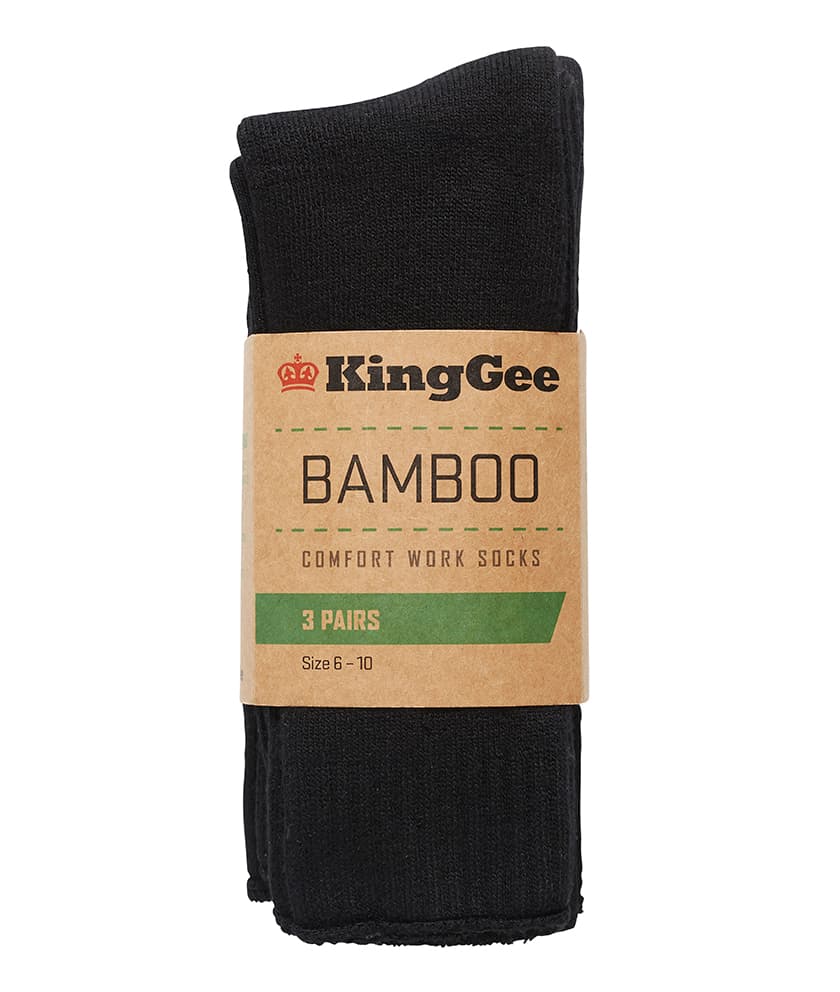 KingGee Mens 3 Pack Bamboo Work Socks (Black)_3