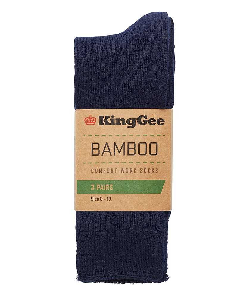 KingGee Mens 3 Pack Bamboo Work Socks (Navy)_2