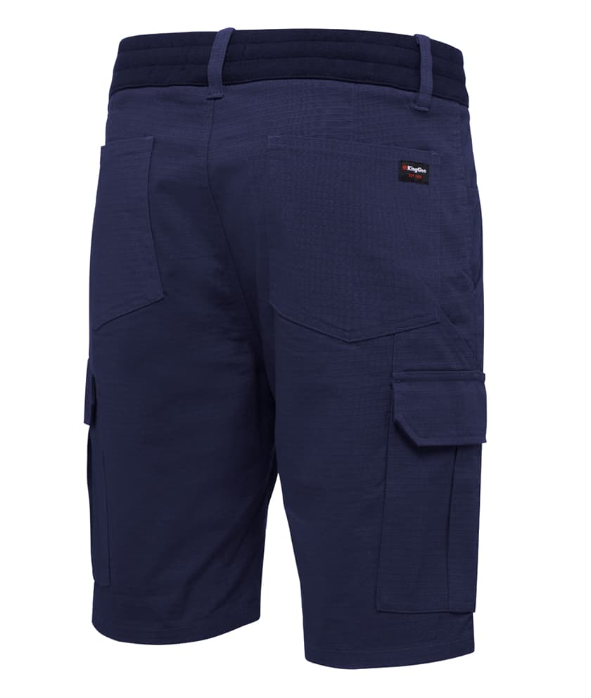 KingGee Mens Rib Comfort Waist Short (Navy)_1