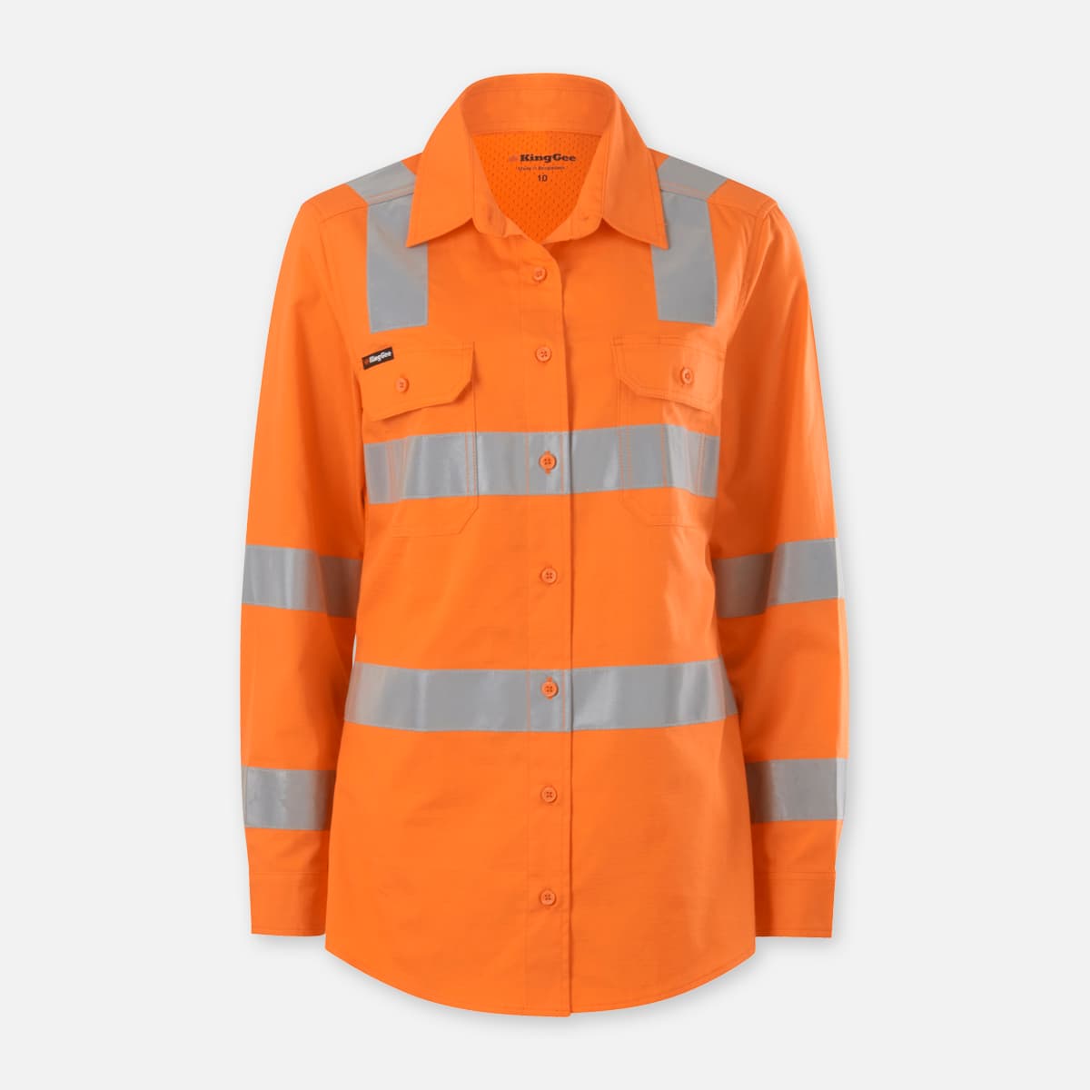 KingGee Women’s Workcool Vented Vic Rail Shirt (Orange)_1