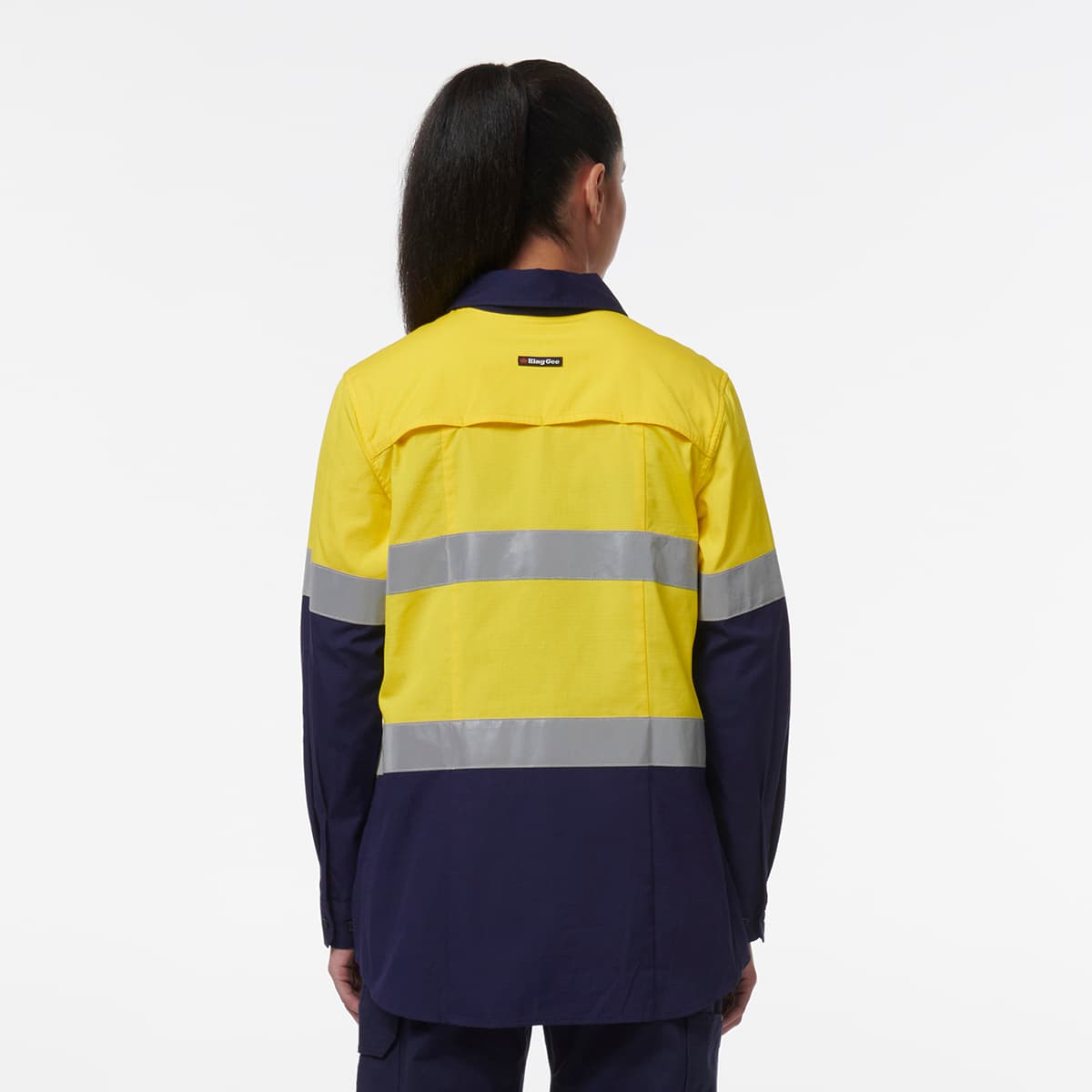 KingGee Womens Workcool Maternity Reflective Shirt (Yellow/Navy)_2