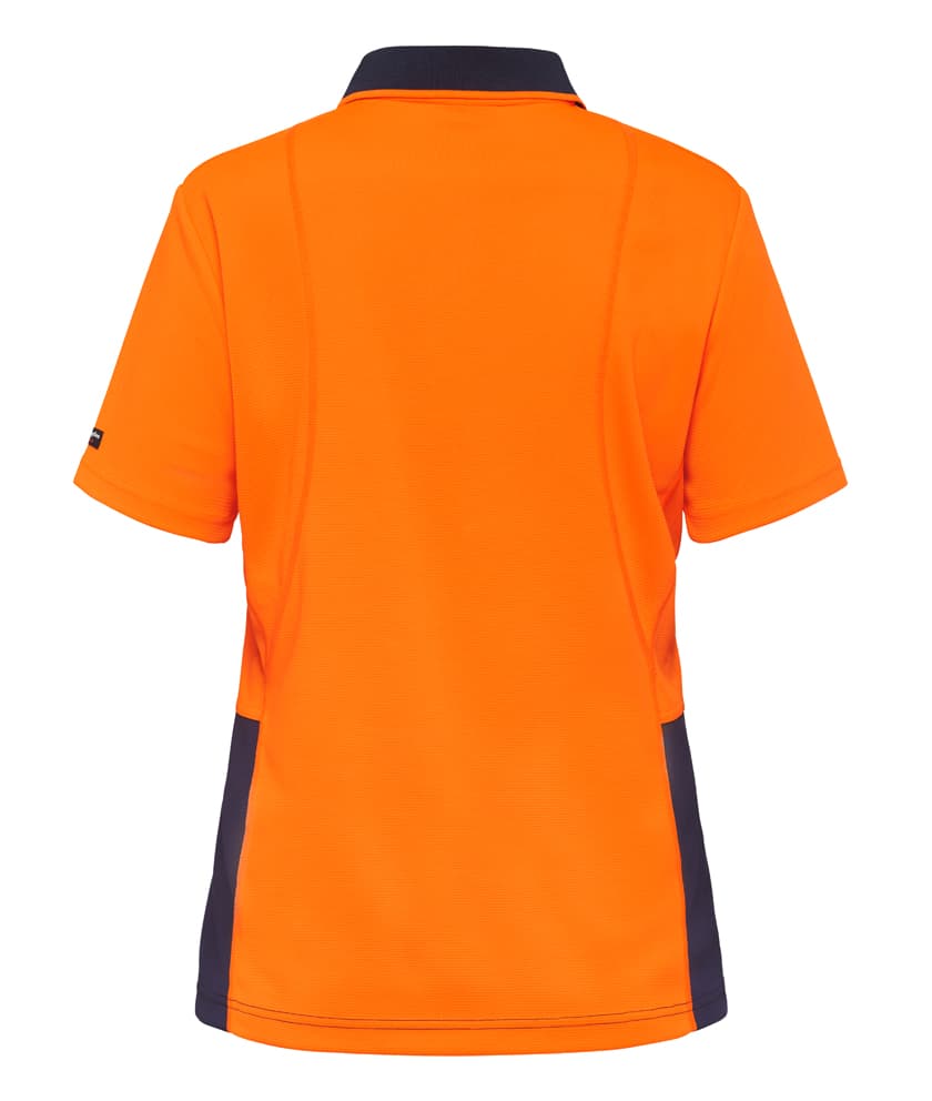 KingGee Workcool Hyperfreeze Womens Spliced Polo Short Sleeve (Orange/Navy)_1