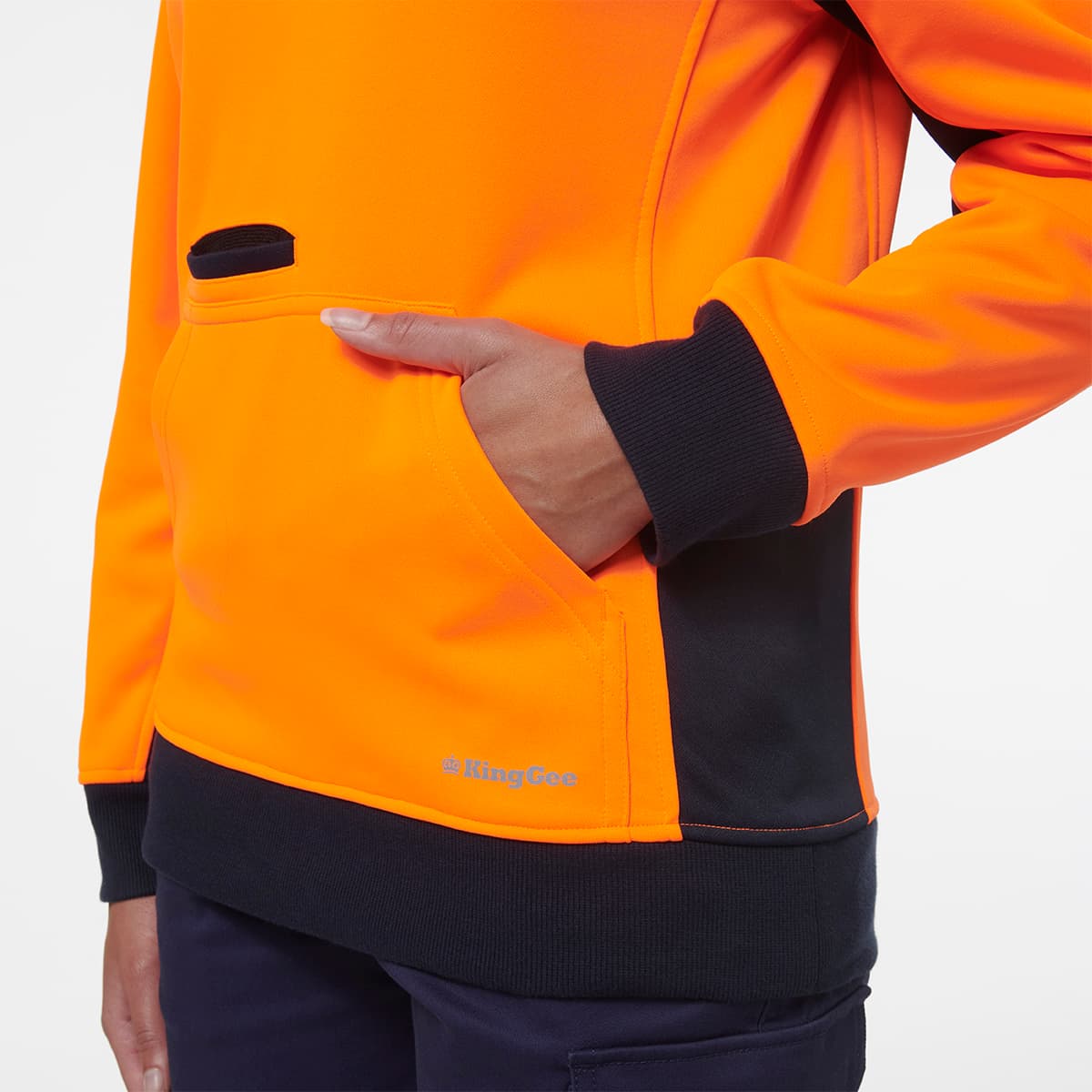 KingGee Women’s 1/4 Zip Fleece (Orange/Navy)_3