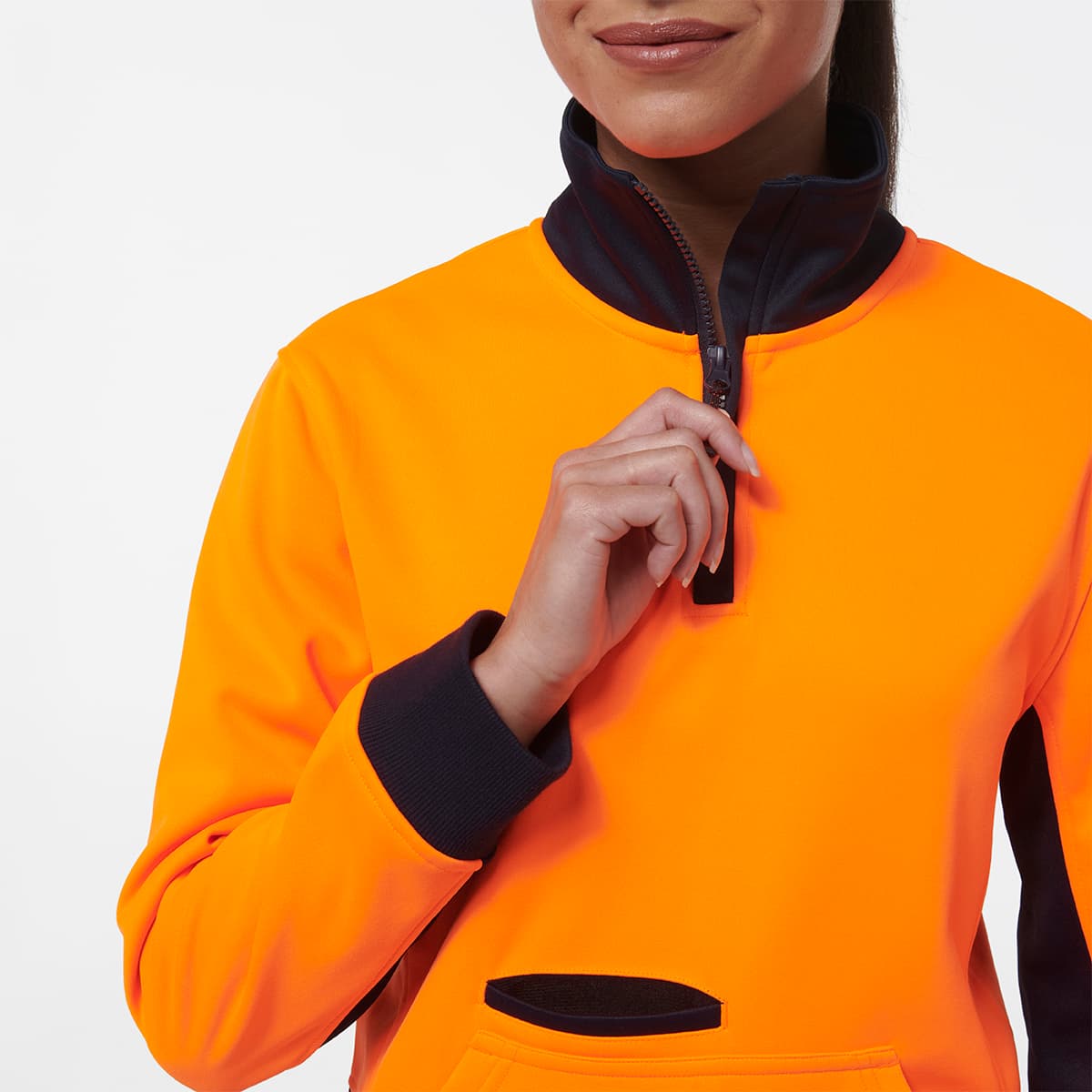 KingGee Women’s 1/4 Zip Fleece (Orange/Navy)_4