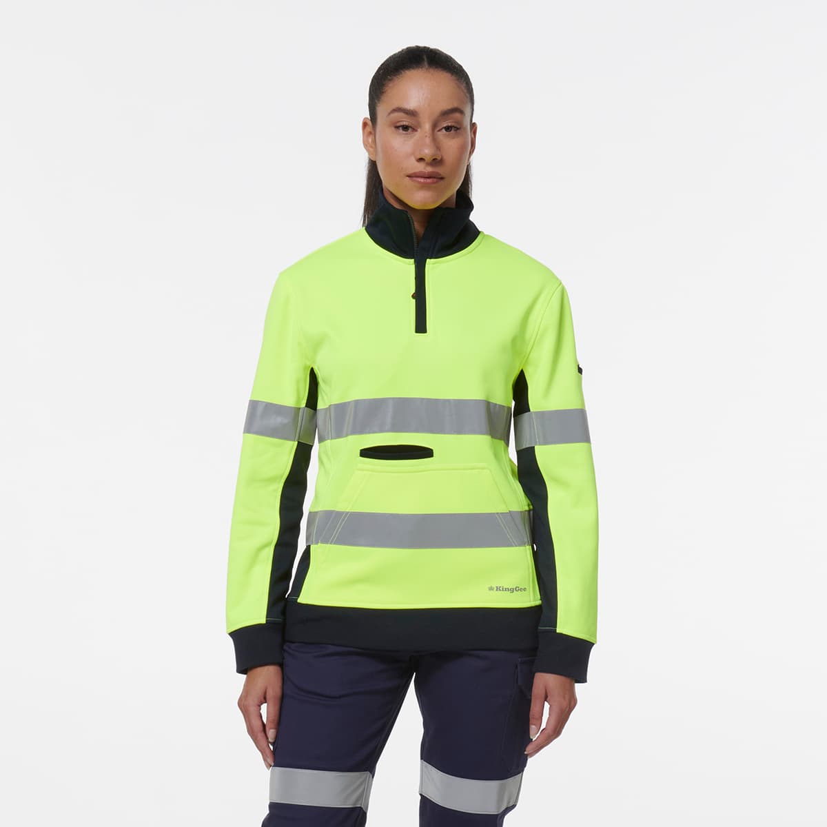 KingGee Women’s Reflective 1/4 Zip Fleece (Yellow/Navy)