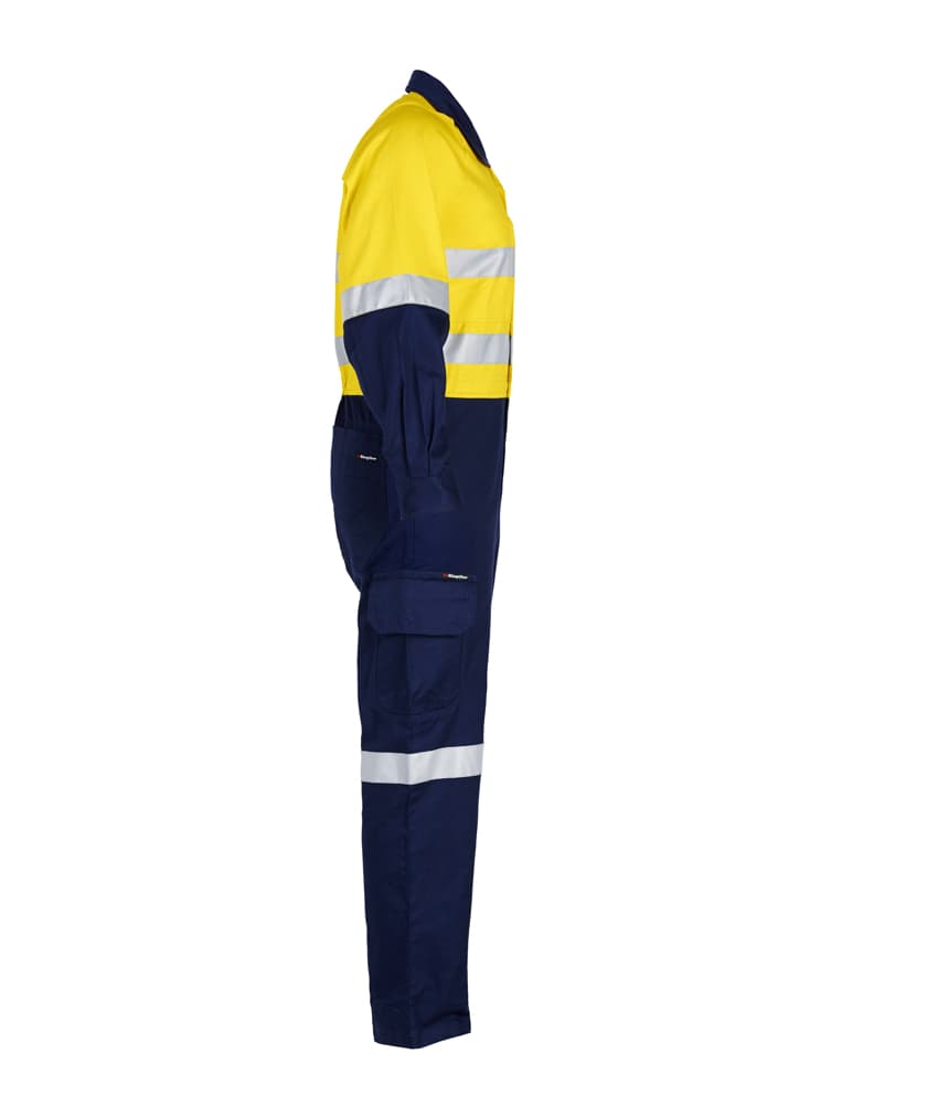 KingGee Mens Workcool2 Reflective Spliced Overall (Yellow/Navy)_3