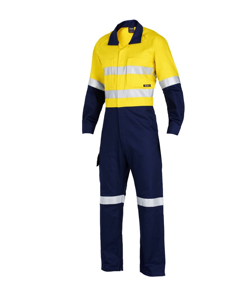 KingGee Mens Workcool2 Reflective Spliced Overall (Yellow/Navy)_4