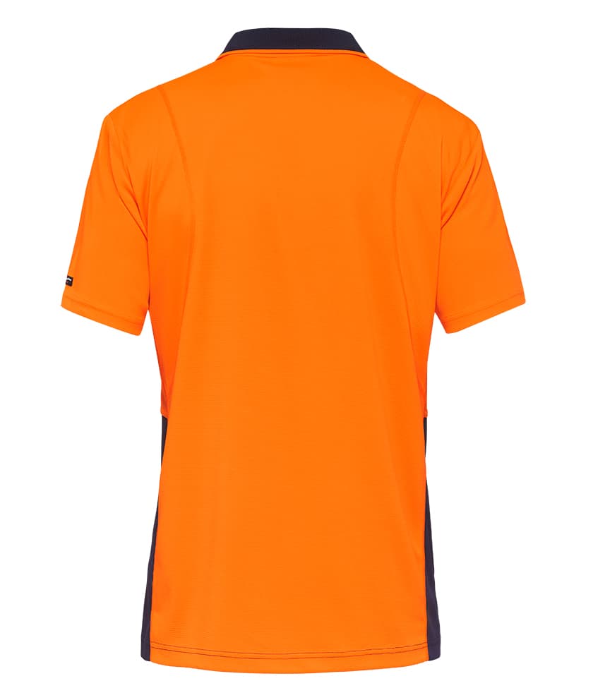 KingGee Mens Workcool Hyperfreeze Spliced Polo Short Sleeve (Orange/Navy)_1