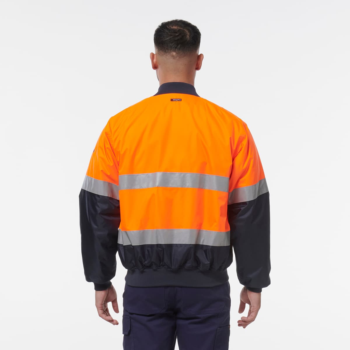 KingGee Reflective Bomber Jacket (Orange/Navy)_4