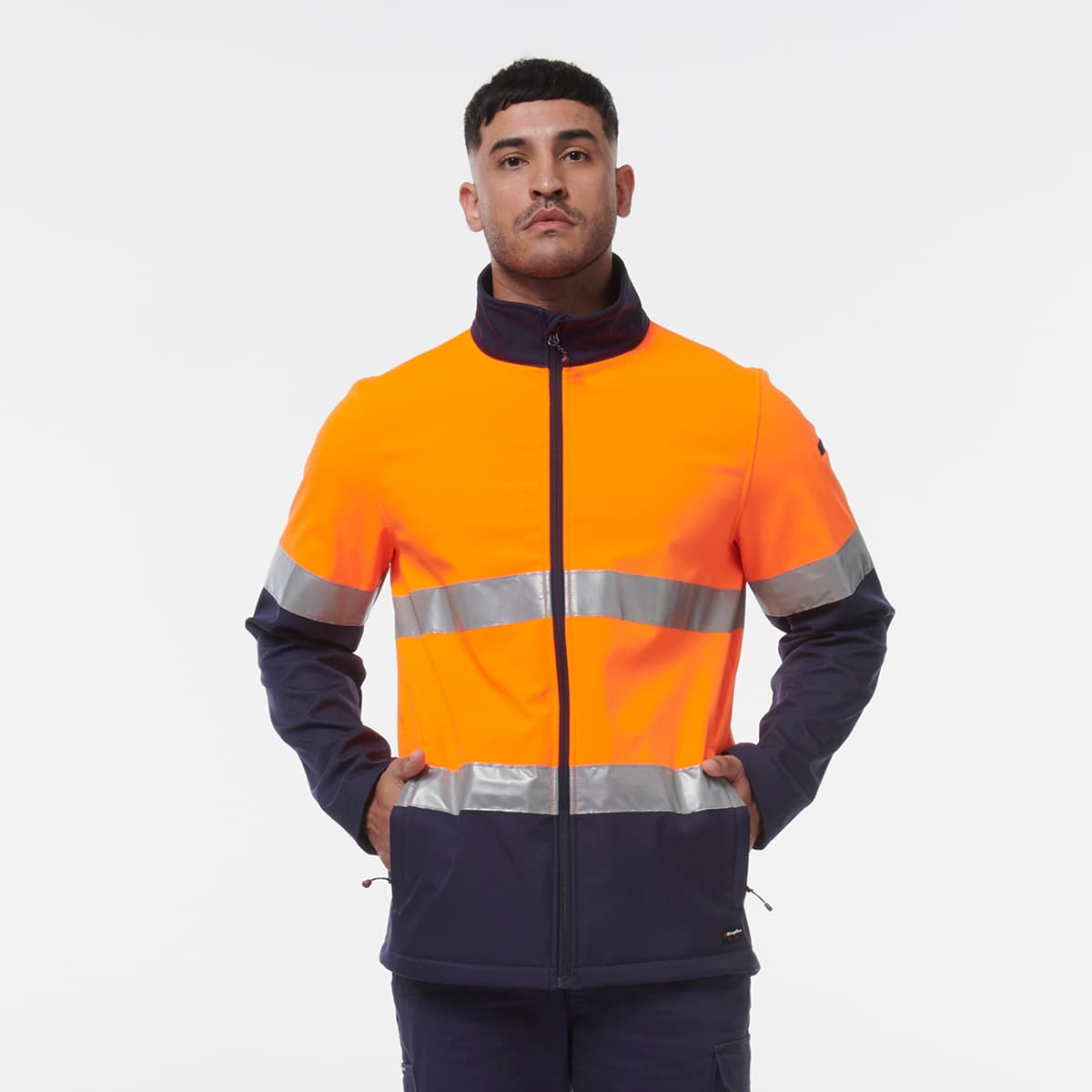 KingGee Reflective Softshell Jacket (Orange/Navy)_2