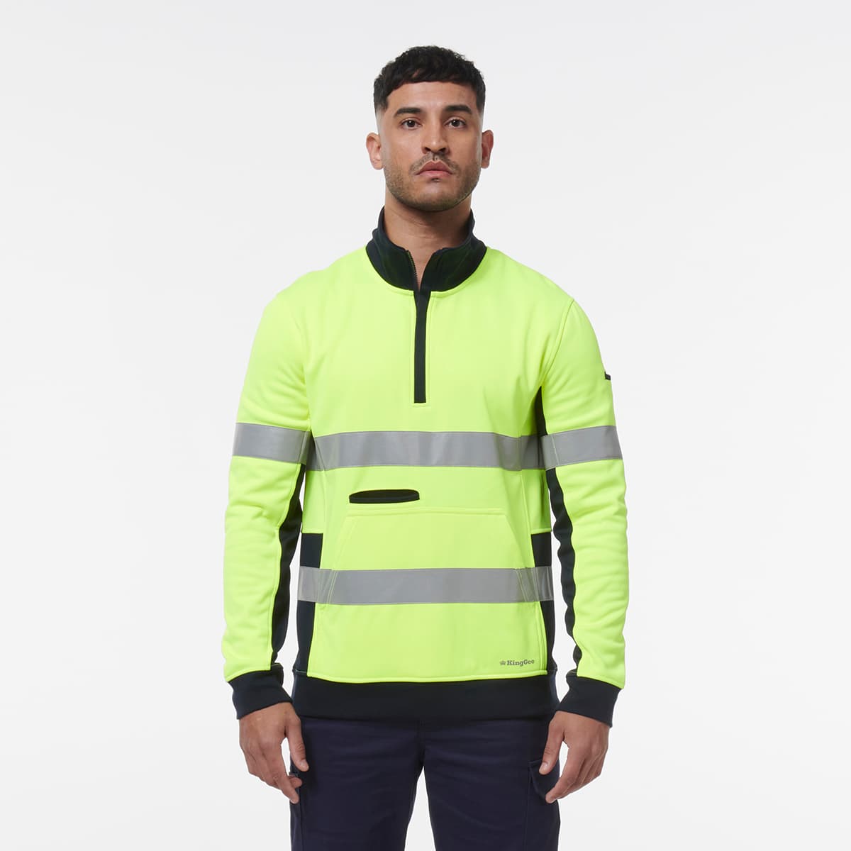 KingGee Reflective 1/4 Zip Fleece (Yellow/Navy)