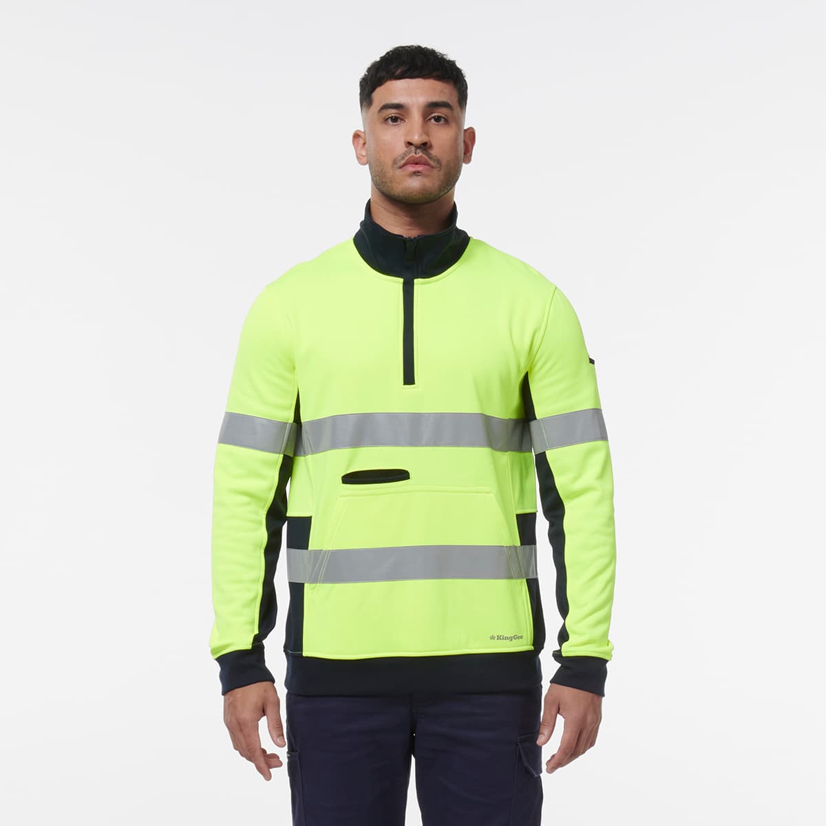 KingGee Reflective 1/4 Zip Fleece (Yellow/Navy)_3