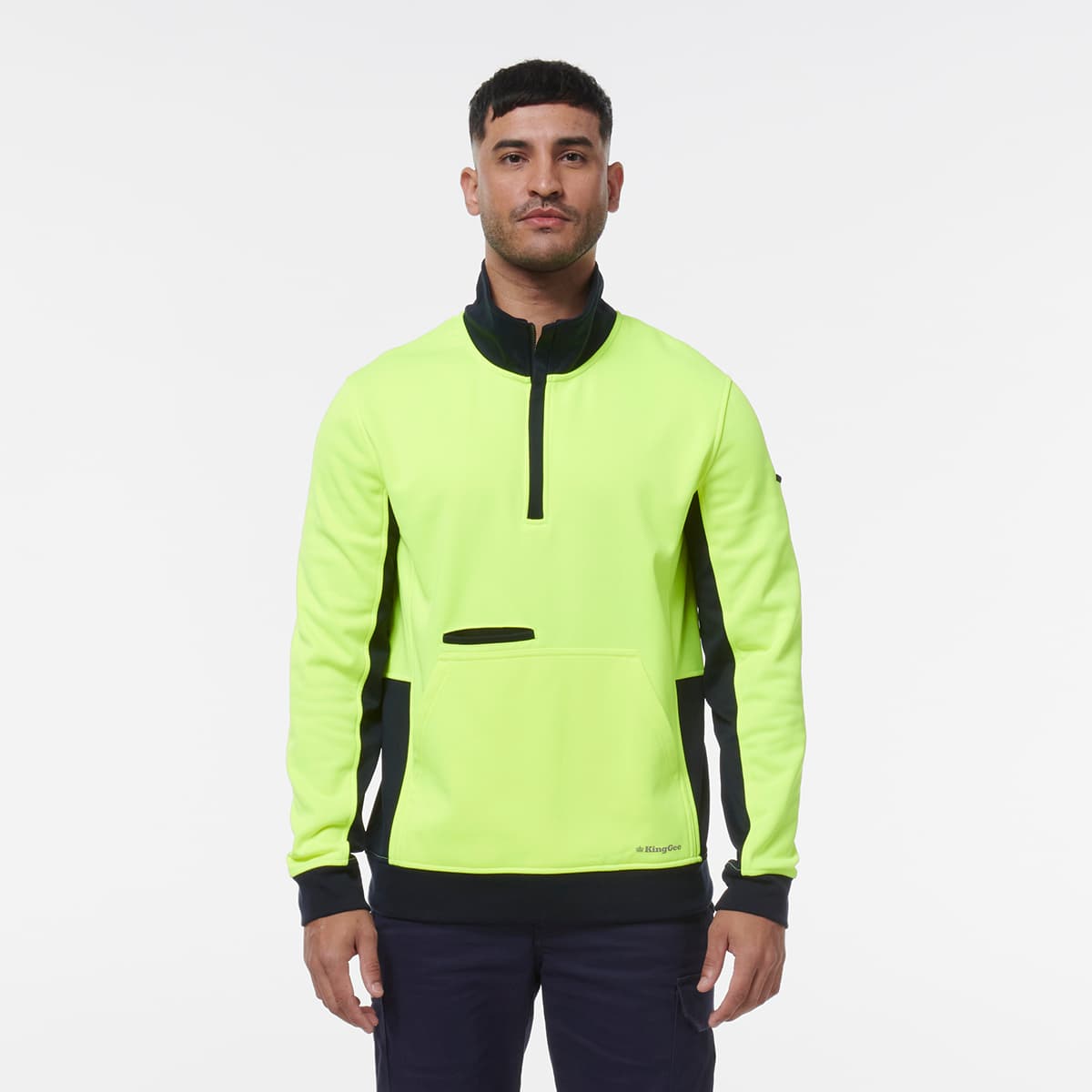 KingGee Hi Vis 1/4 Zip Fleece (Yellow/Navy)