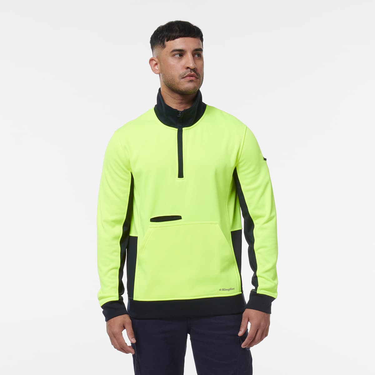 KingGee Hi Vis 1/4 Zip Fleece (Yellow/Navy)_3